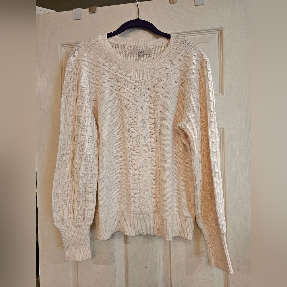 LOFT Ivory Textured Knit Sweater